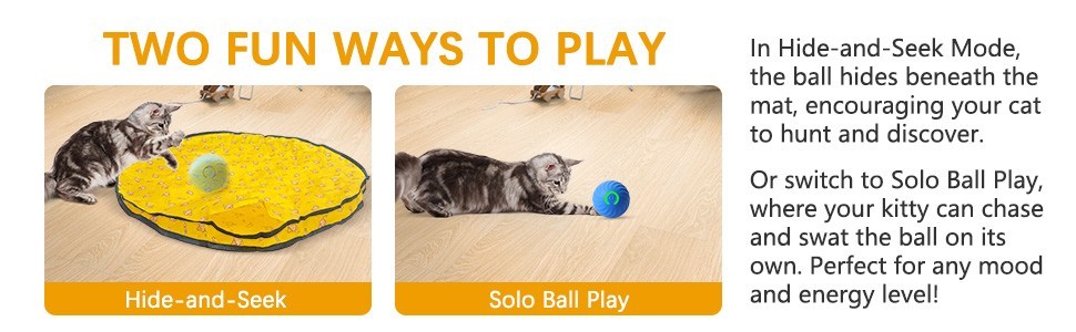 Interactive Cat Toy for Cats Kitten, Automatic Moving Ball in 28 Inch Play Mat