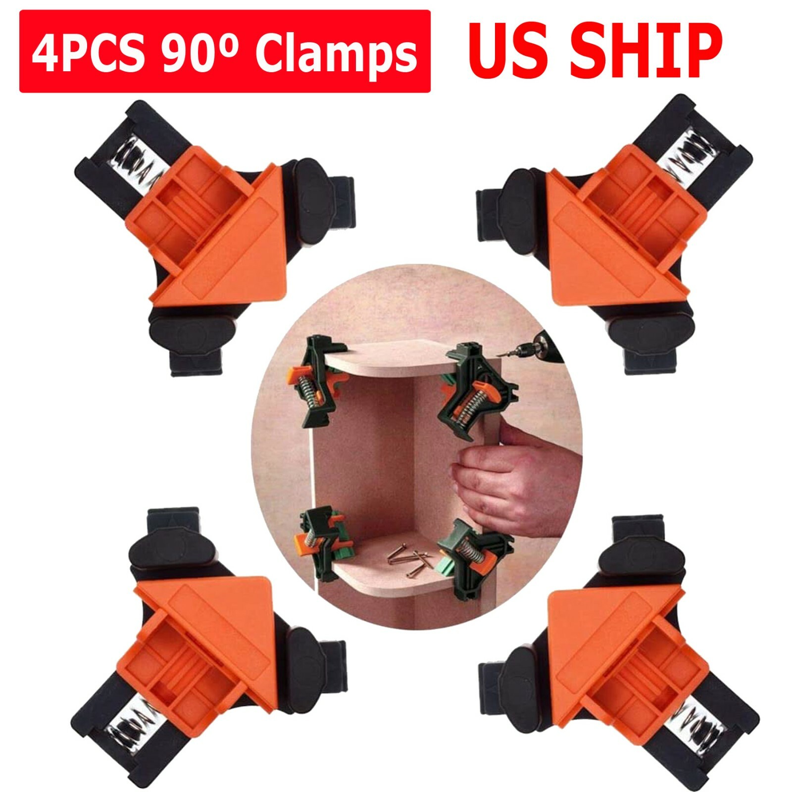4Pcs/Set 90 Degree Right Angle Clip Clamps Corner Holders Woodworking Hand Tools
