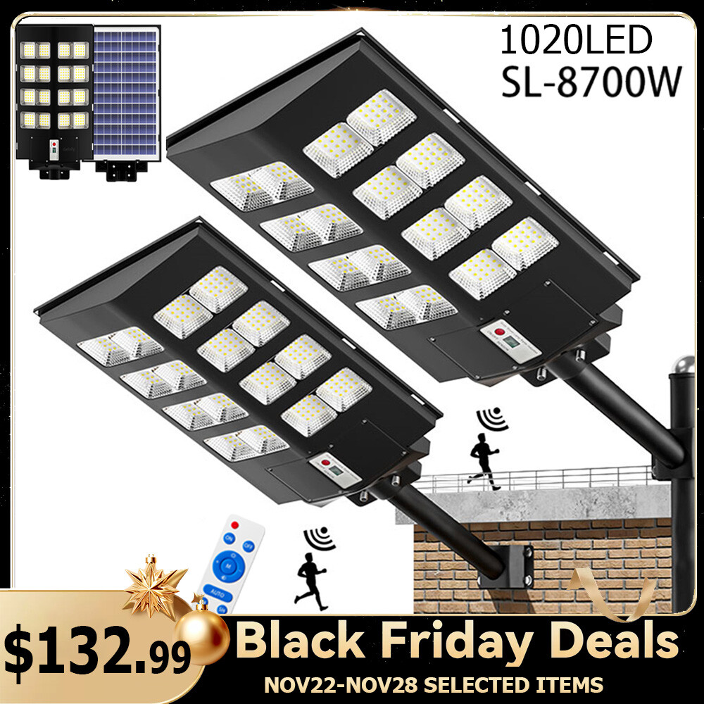 Gefolly Solar Street Lights Motion Sensor Lamp Commercial Dusk To Dawn Road Lamp