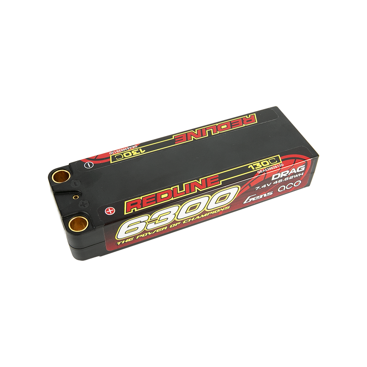 Gens Ace Redline 6300mAh 7.4V 130C 2S HardCase Lipo Battery For Drag Racing Car