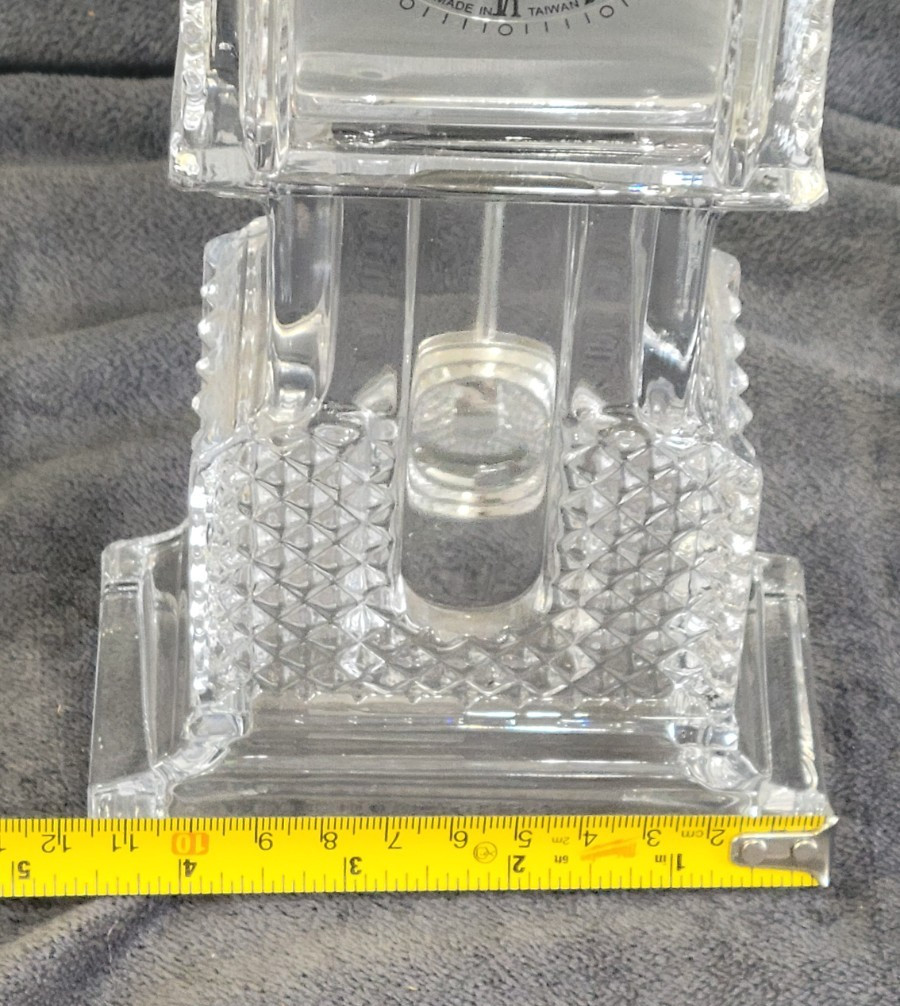 Vintage Crystal Grandfather Desk Or Office Clock Quartz Movement In Original Box