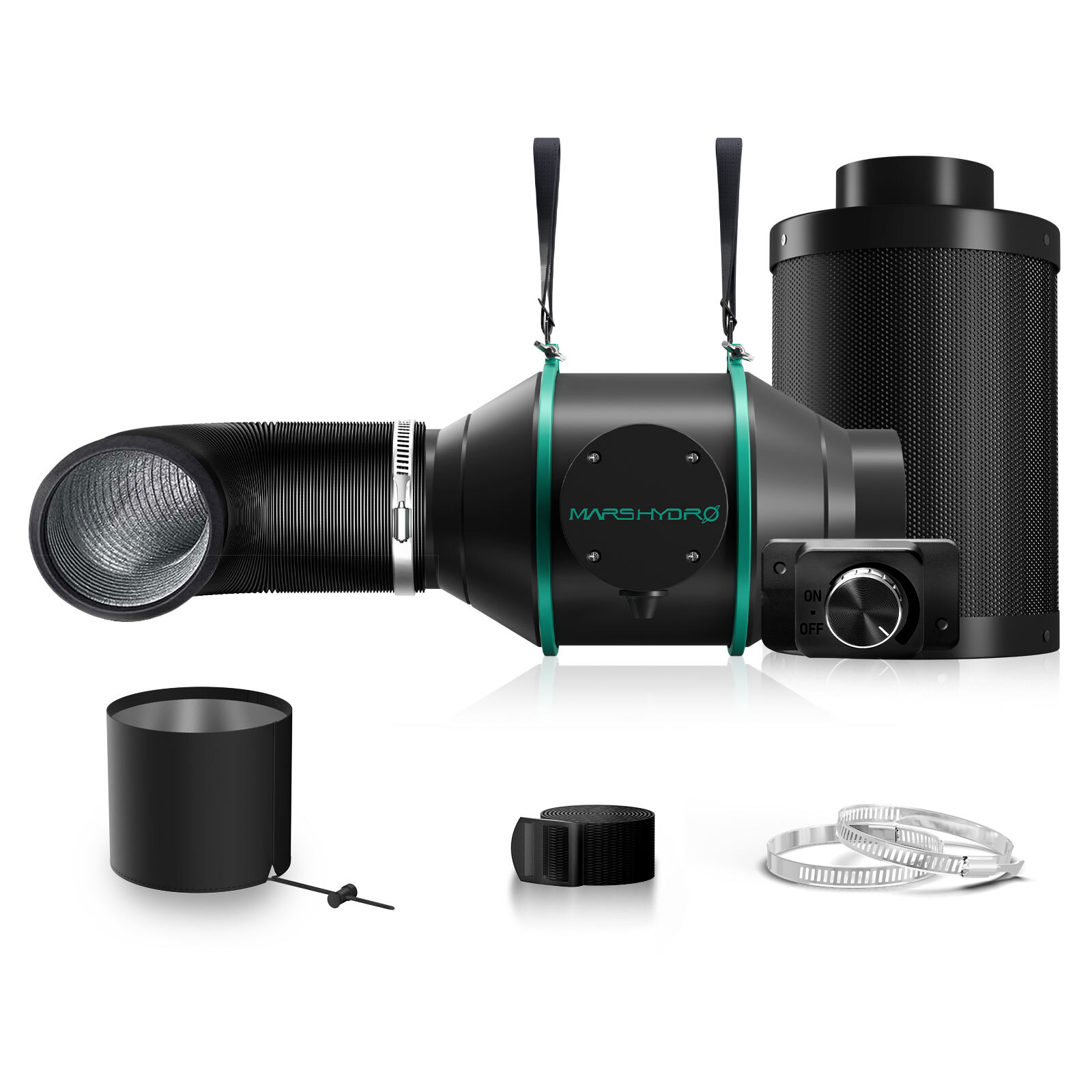 Mars Hydro 4" 6" Inline Fan Ventilation Duct Kit/Carbon Filter for Grow Tent Kit