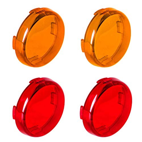 Bullet Turn Signal Light Lens Cover Compatible with Harley Sportster Amber+Red