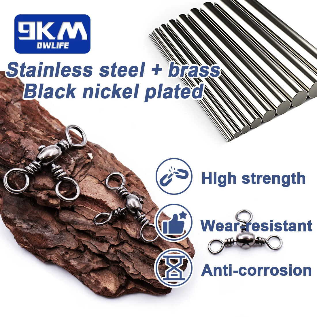 3 Way Swivels 50~100Pcs Swivels Fishing Tackle Catfish Tackle Stainless Brass