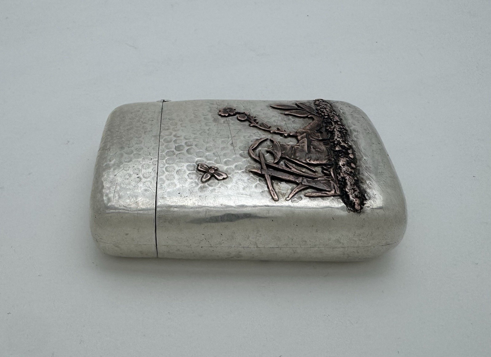 A FABULOUS GORHAM JAPANESE MANNER STERLING SILVER COPPER MIXED METALS MATCH SAFE