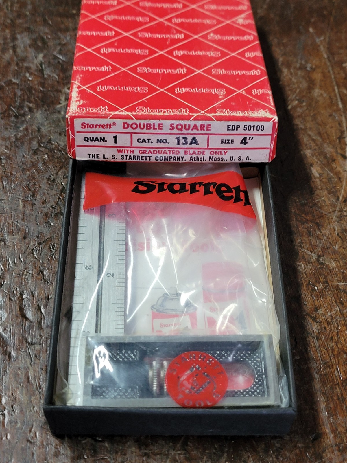 Starrett Number 13A, 4" Double Square In Box