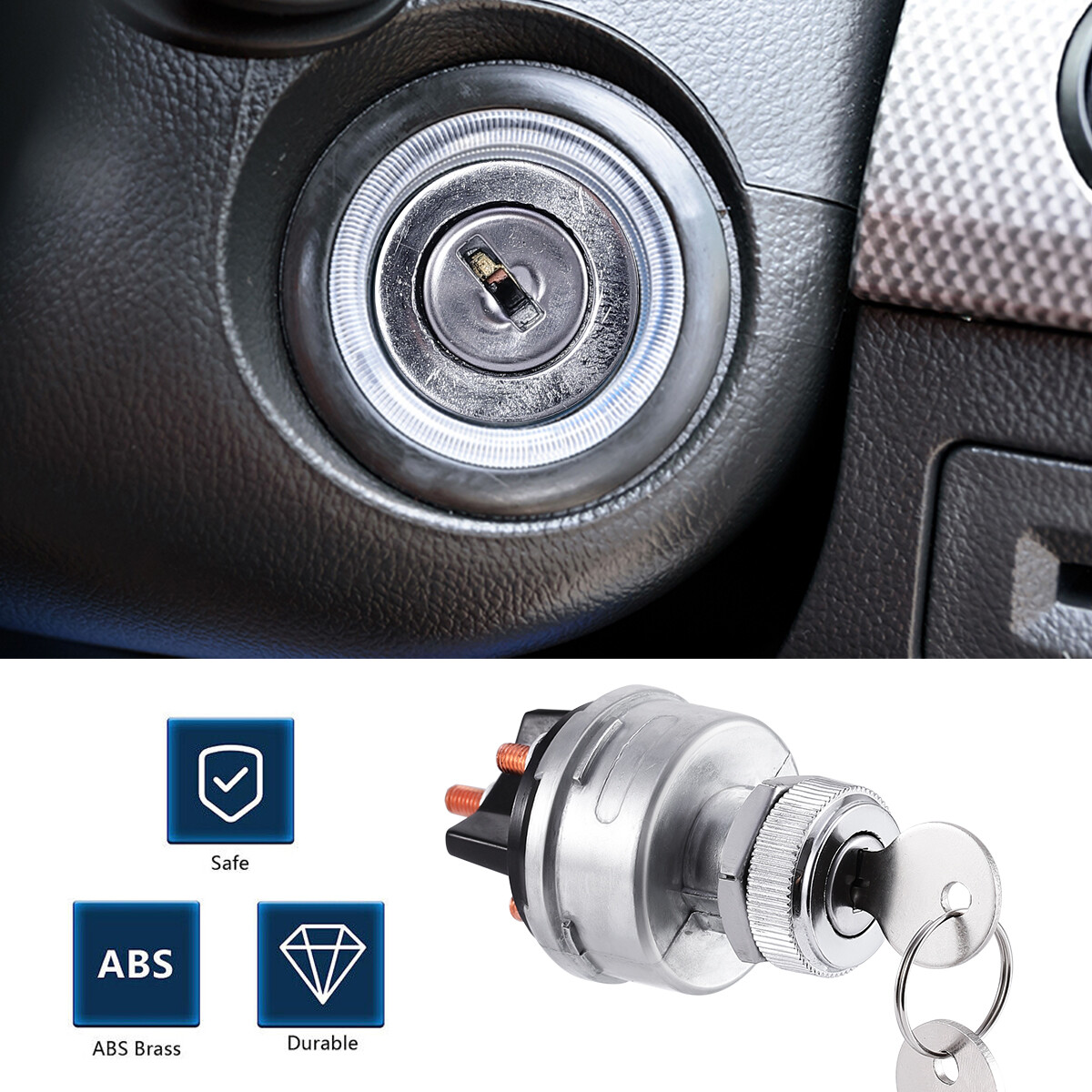 2 PACK Ignition Switch with Key, 4 Position Universal Key Ignition Switch 12v