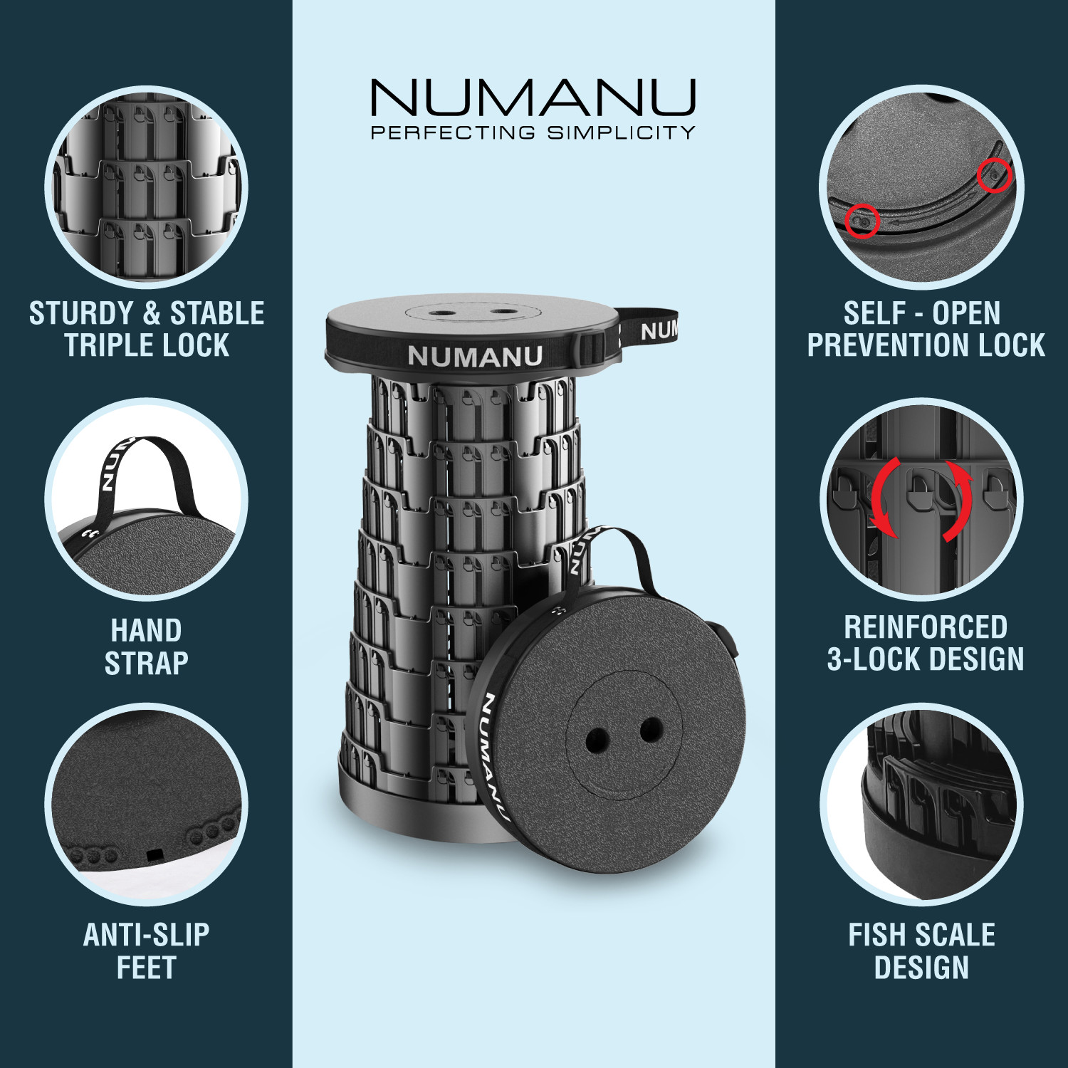 2025 Upgraded Collapsible Stool & 3-IN-1 Carry Bag / Seat Cushion + Drink Holder