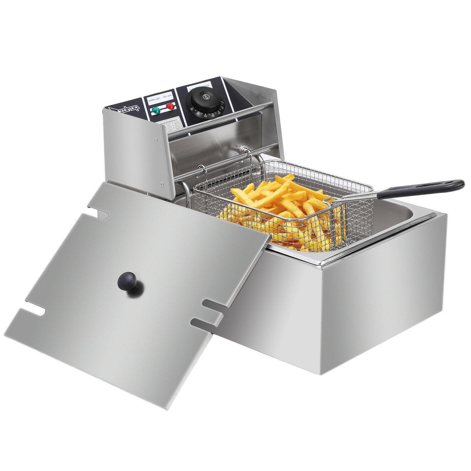 6L Electric Deep Fryer Commercial Restaurant Home Frie Stainless Steel 2500W