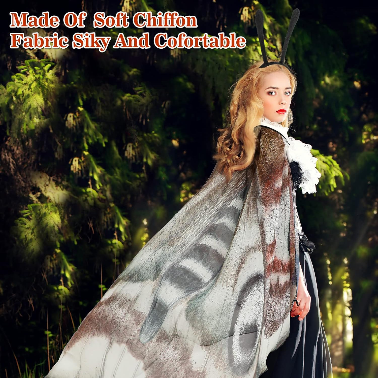 2 Pcs Halloween Moth Wings Costume Butterfly Shawl Moth Wing Cape Costume Access