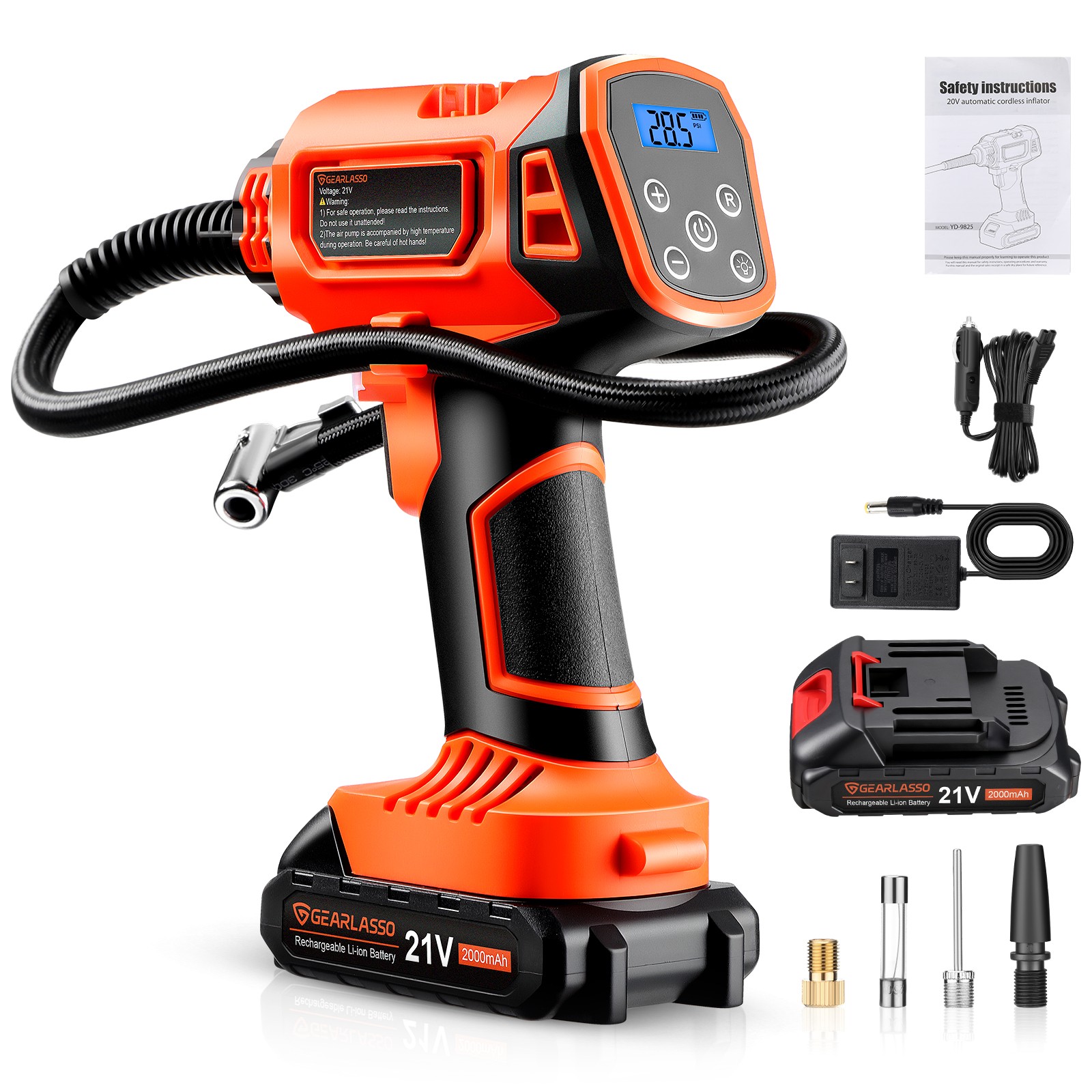 160PSI Cordless Tire Inflator Air Compressor Rechargeable Battery Car Air Pump