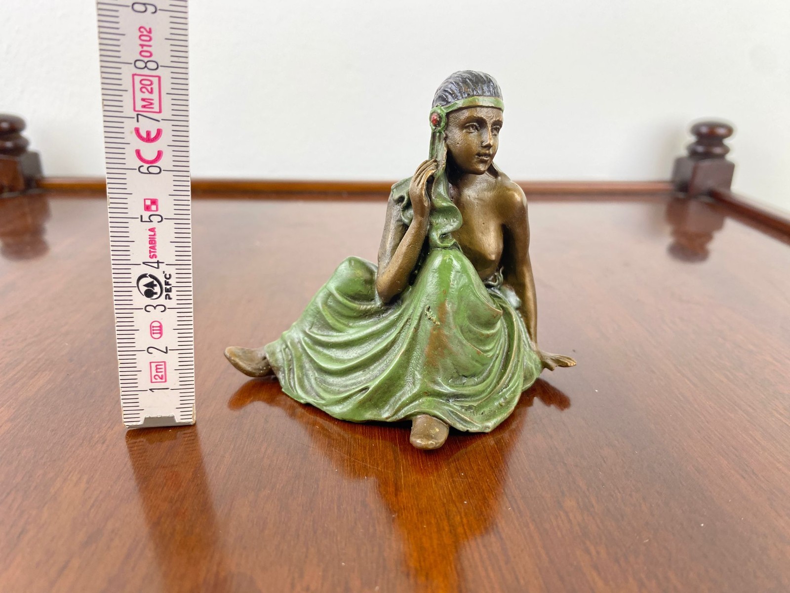 Bronze sculpture semi-naked woman Viennese style after Franz Bergman