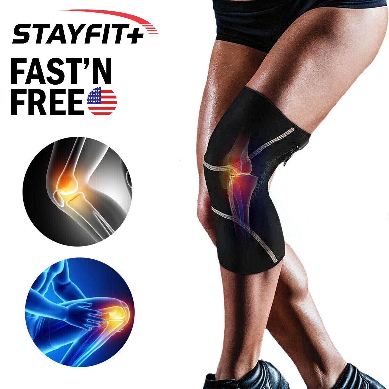 Knee Brace Sleeve Compression Fitness Weight Lifting Support Pain Relief