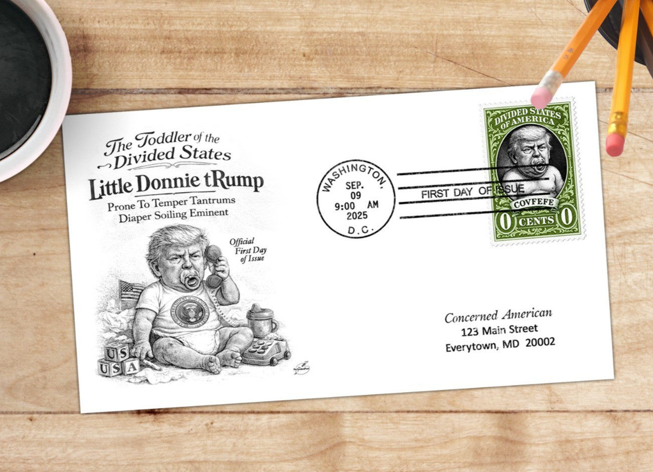 tRump the Toddler - Faux-FDC Cover - (Artistamp, Faux Postage, Cinderella)