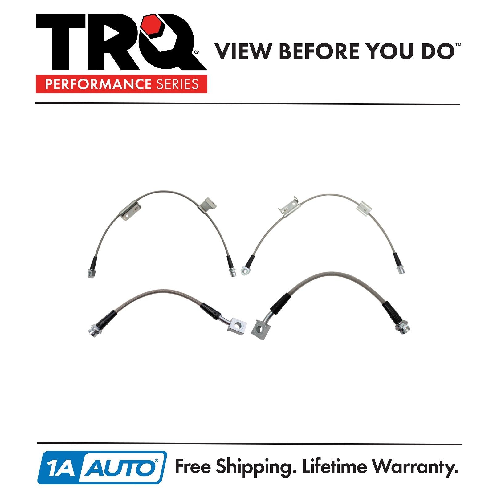 TRQ Performance Brake Hose Set For 02-06 Cadillac 00-06 Chevrolet GMC