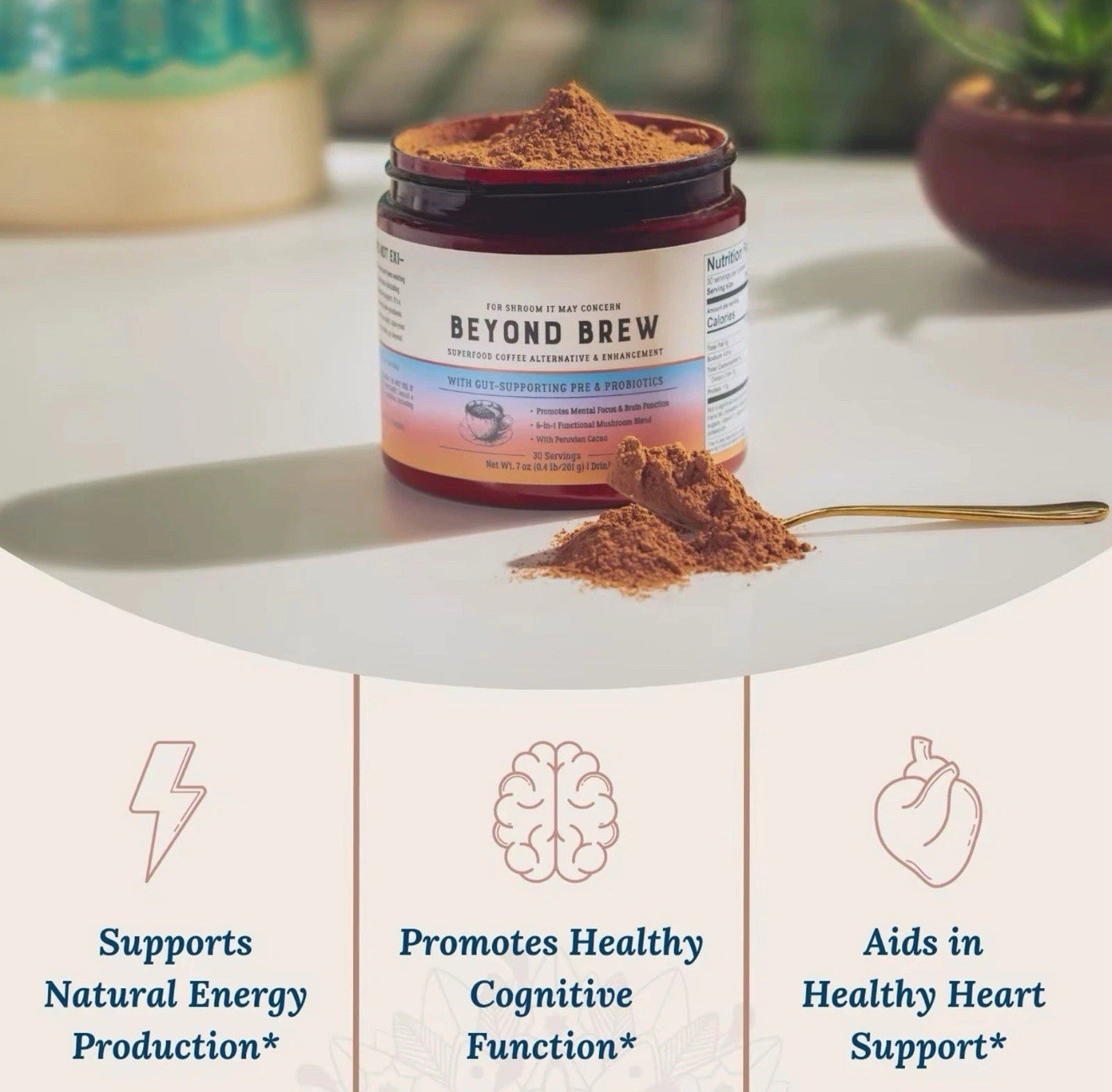 3-PACK VANILLA Beyond Brew Mushroom Coffee 7-in-1 Cacao Energy/focus/Gut/Mental!