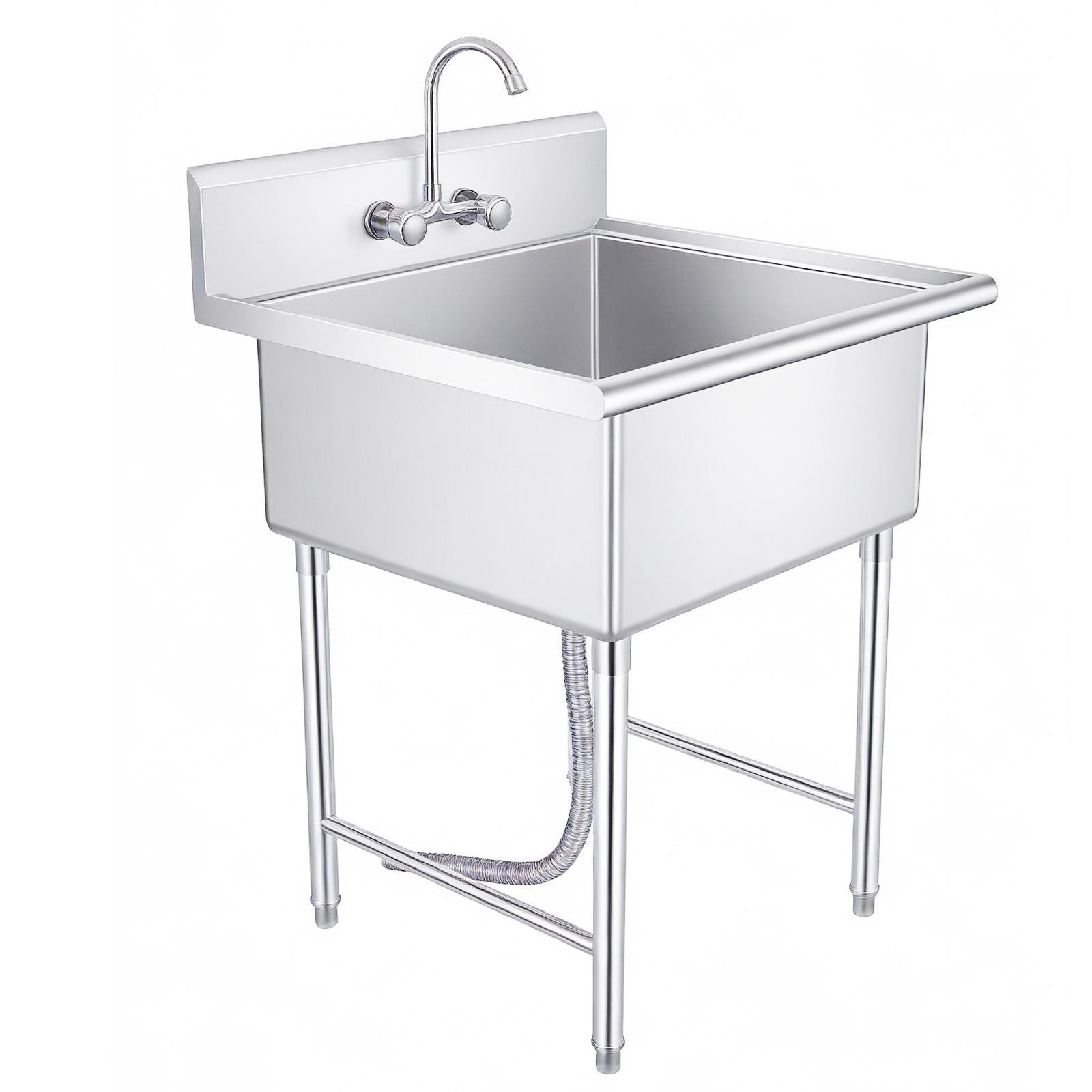 Commercial Stainless Steel Utility Sink Kitchen Wash Tub 27.56" × 11.9" × 27"