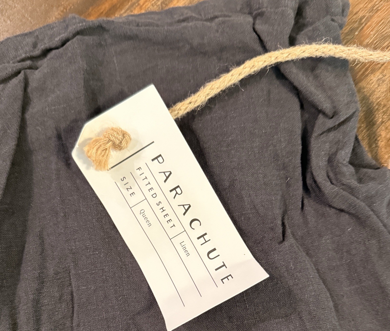 NWT Parachute Home Garment Washed Linen Bags Large Drawstring Coal Gray Storage