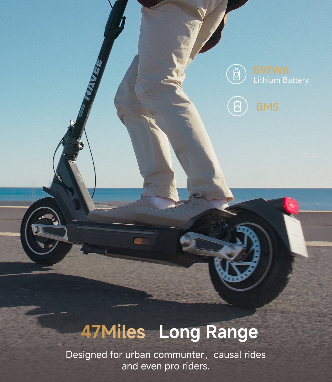 Navee ST3Pro Foldable Electric Scooter 25MPH Long Range Off-Road 10" Tires Adult