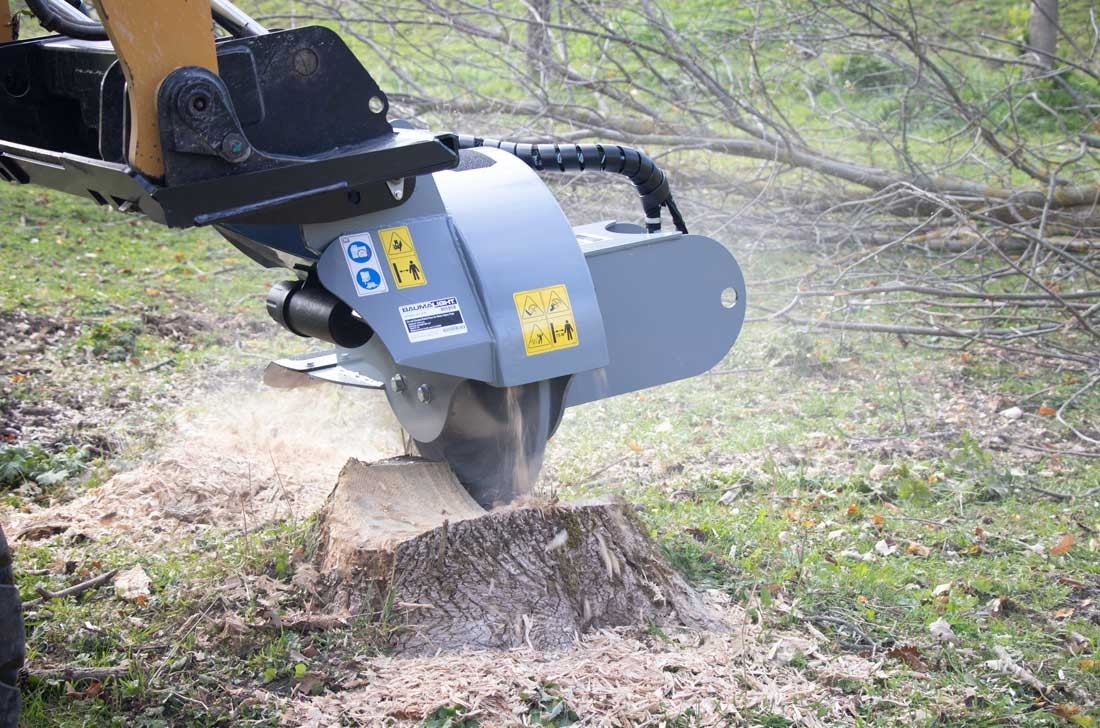 Baumalight S18 Stump Grinder Attachment Fits Low Flow Skid Steer Quick Attach