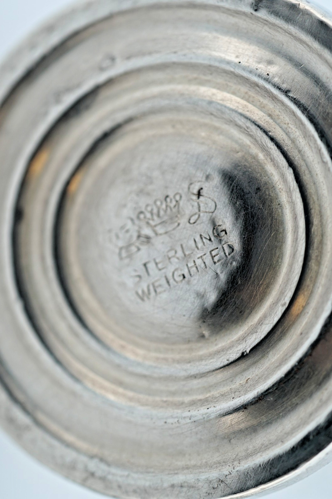 Vintage Antique Weighted Sterling Silver Crystal Glass Salt & Pepper Shakers