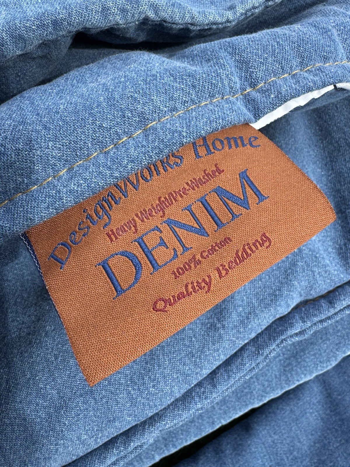 Vintage Full/Queen Size HEAVY Comforter Blue Denim Jean COTTON 84x96 USA! 1990’s