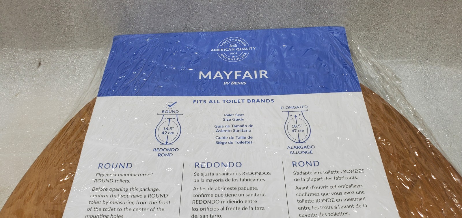 NEW Mayfair Natural Reflections Round Toilet Seat Natural Oak Wood Veneer Finish