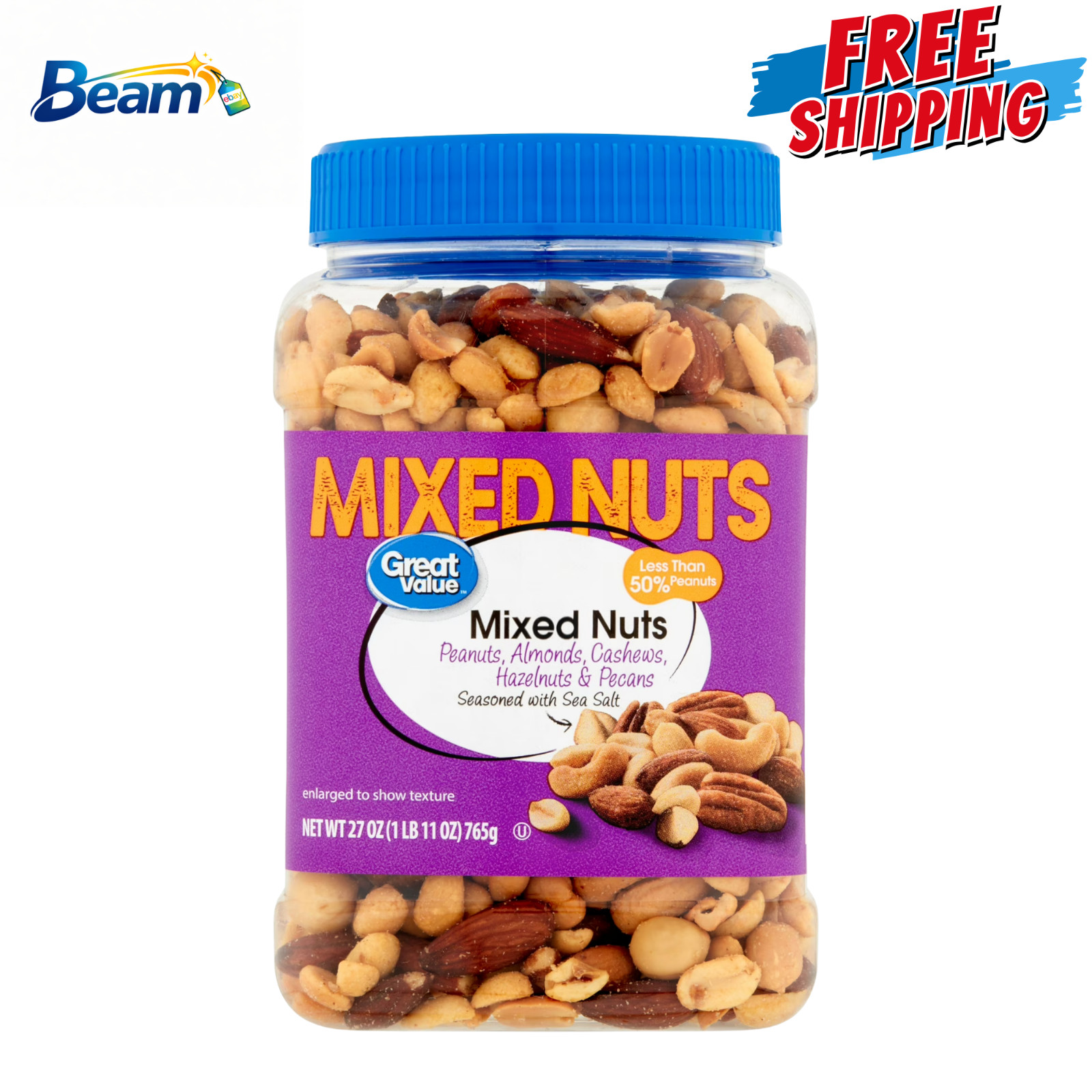 Great Value Mixed Nuts with Peanuts, 27 oz
