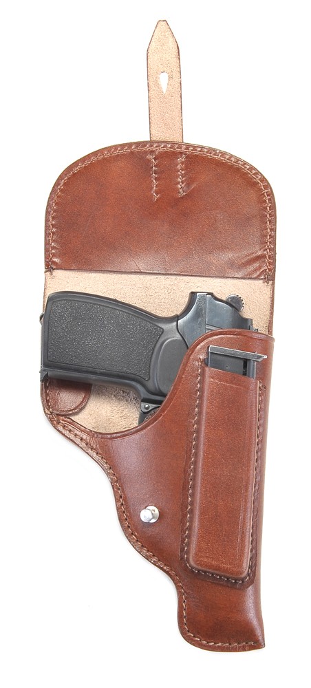 Premium Drum Dyed Leather Makarov Holster with Magazine Pouch Factory Second