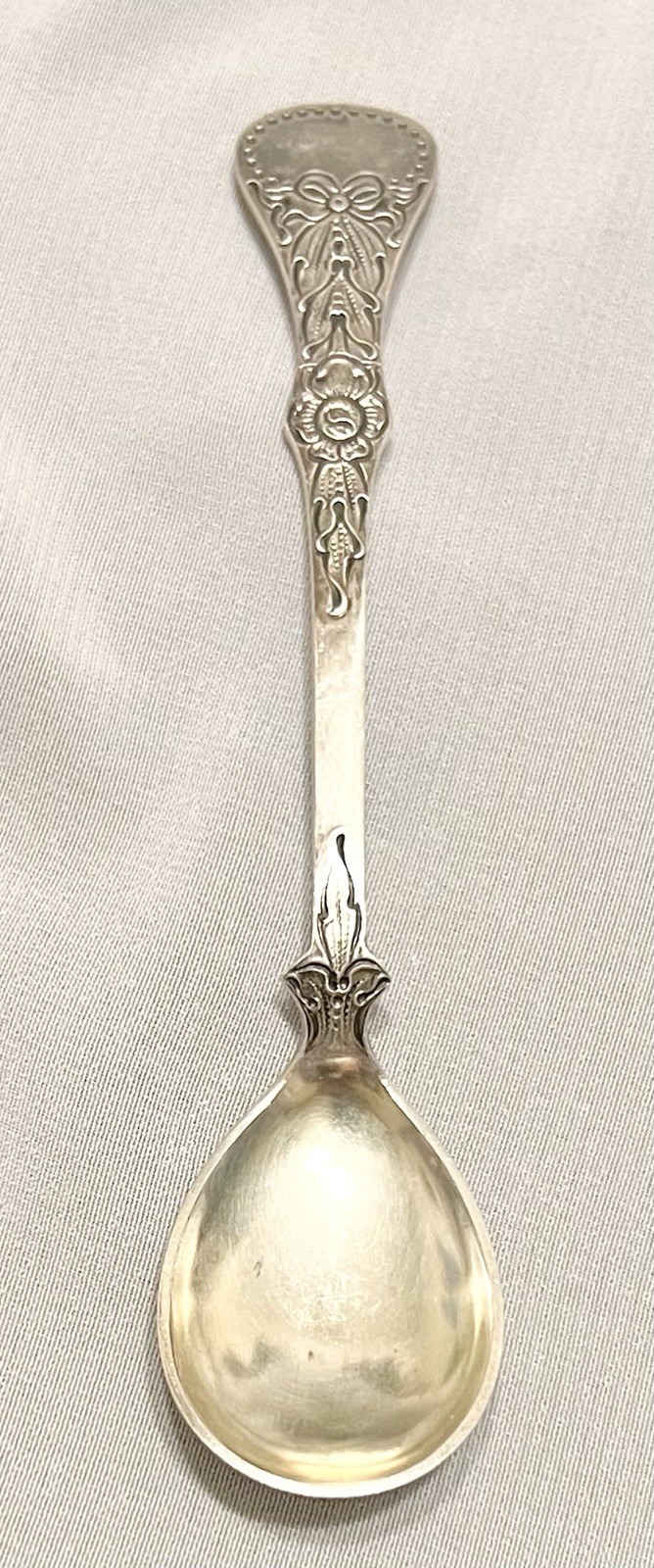 MAGNUS AASE Norway 830S Silver BOW FLOWER SPOON Antique JUNE 1925 C. Berg