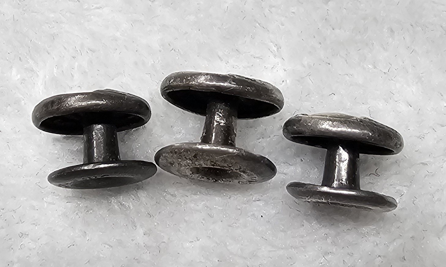 ANTIQUE Art Nouveau Sterling Silver Shirt Studs Set of 3 Ornate Scroll Design