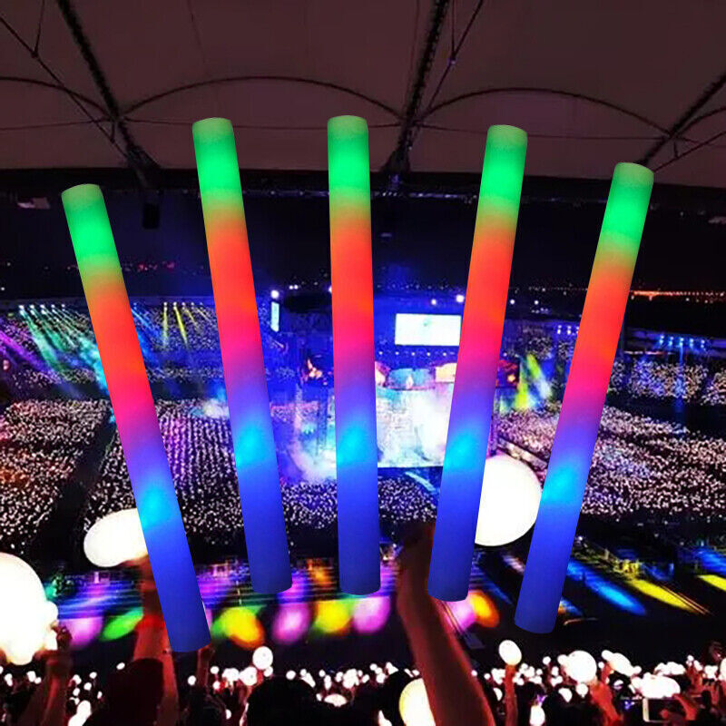 100-500PCS LED Foam Sticks Glow Sticks Flashing Rally Cheer Light-Up Rave Color