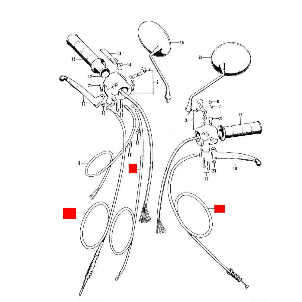 For 1970-1971 Honda Trail 90 CT90 K2 K3 Brake Cable Throttle Speedo Cable Set US