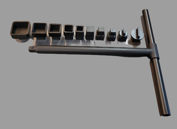 Plumbing cleanout plug wrench set - plumbing tool - cleanout cap - Steel case