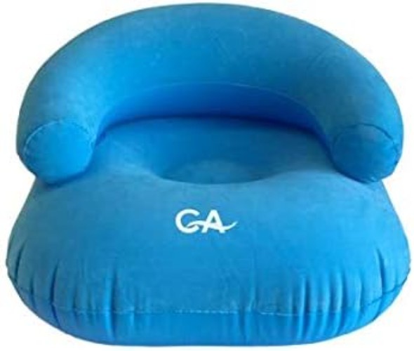Inflatable Flocking Lounger Sofa Blue Portable Camping Relax Chair 23.5"x23.5...