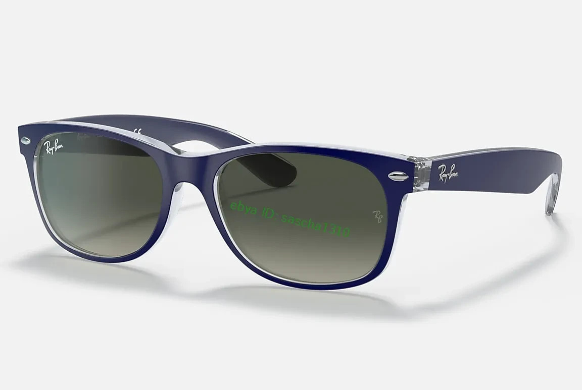 New RAY-BAN RB2132 6053/71 52mm Crystal Navy Blue Wayfarer Sunglasses ItalyUV400