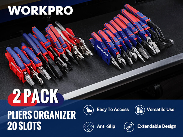 2-Pack Plier Organizer Rack 20 Slots w/Non-Slip Rubber Base Pliers Not Include