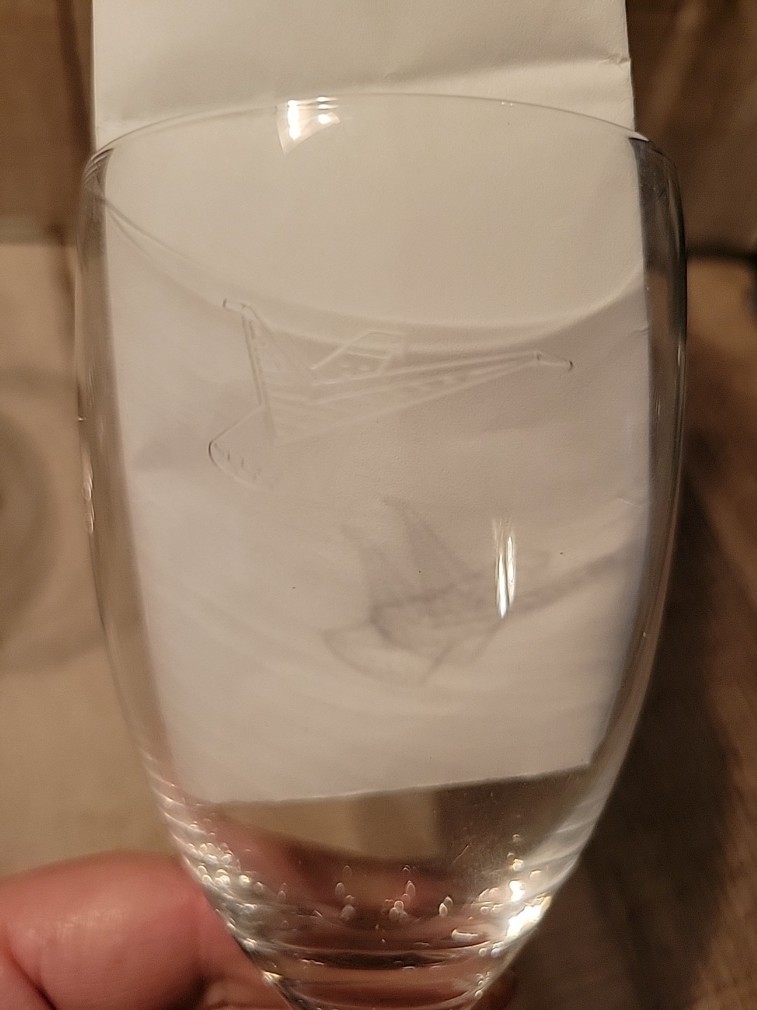 5 FOSTORIA Ford THUNDERBIRD Promo Etched crystal Wine Glass set Vintage Stemware