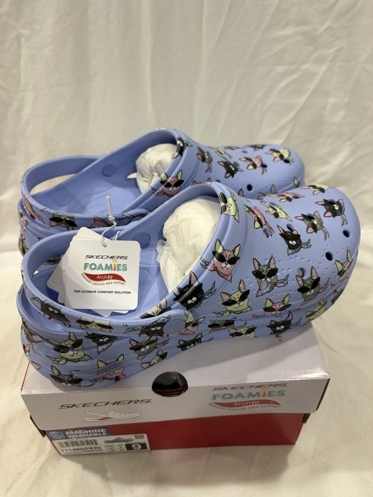 Skechers Womens Foamies Arch Fit Windy Kitty, Periwinkle, Size 9 M