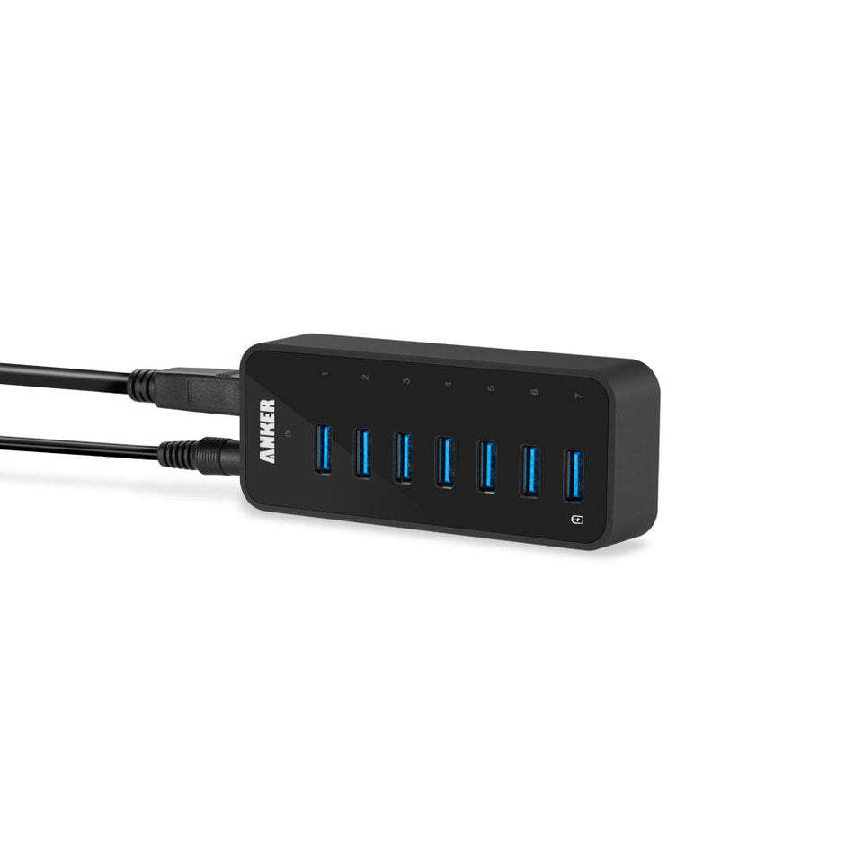 Anker 7-Port USB 3.0 Data Hub w/ 36W Power Adapter BC 1.2 Charging Port Splitter