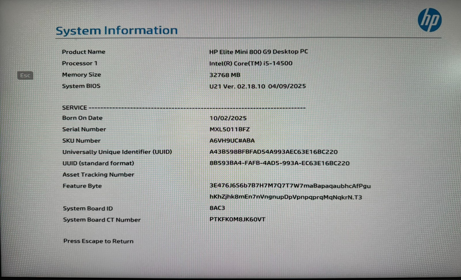 HP Elite Mini 800 G9/i5-14500 @4.6GHz/32GB DDR5/256GB M.2 SSD/W11P/WARRANTY