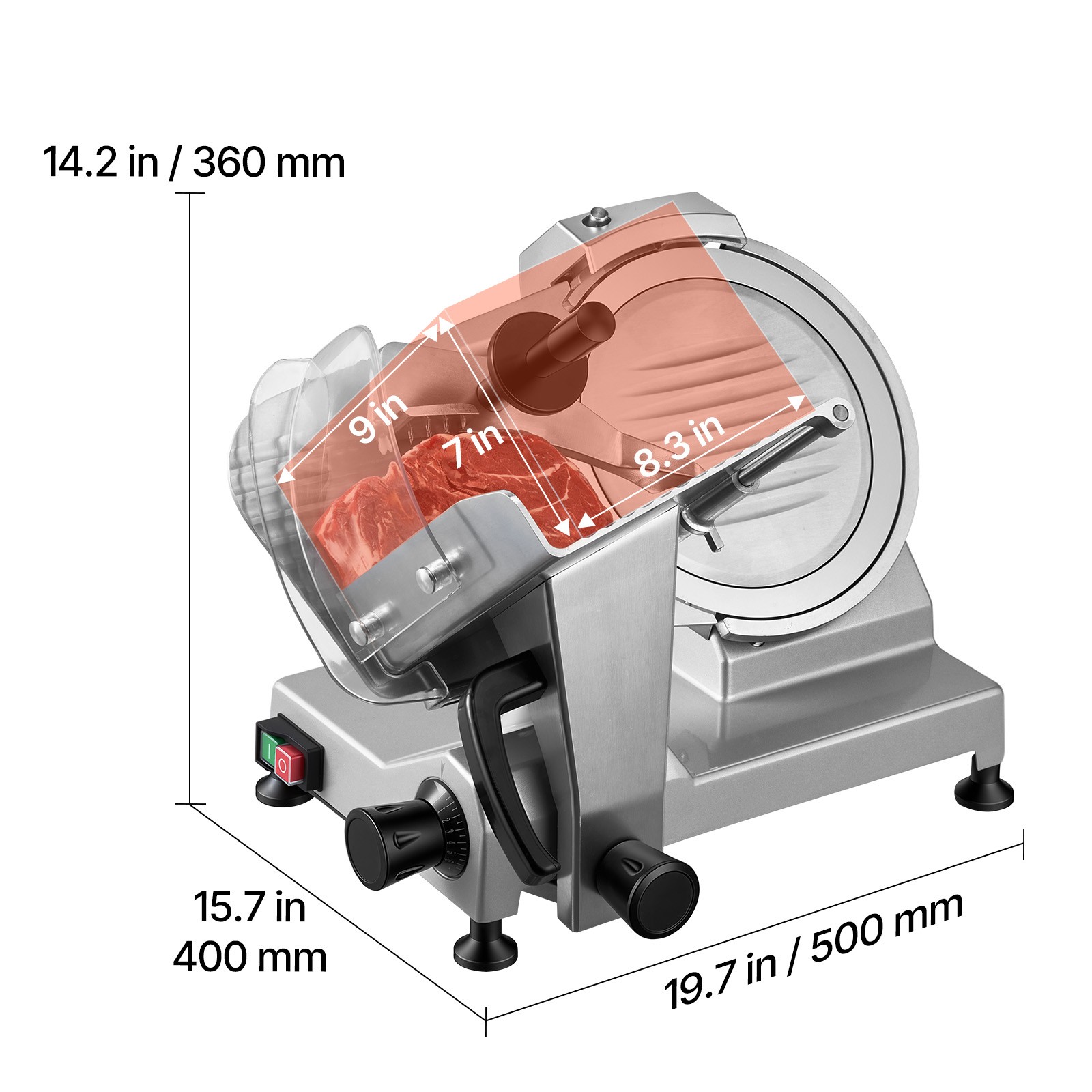 Uimoso Electric 240W Meat Slicer with 10-Inch Blade Commercial Deli Food Cutter