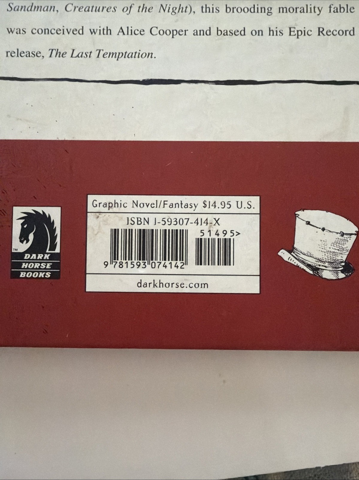 The Last Temptation Neil Gaiman Michael Zulli Hardcover Book Alice Cooper Book