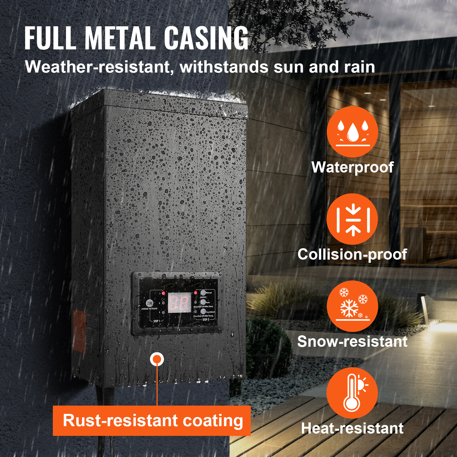 600W Low Voltage Landscape Transformer with Timer and Photocell Sensor