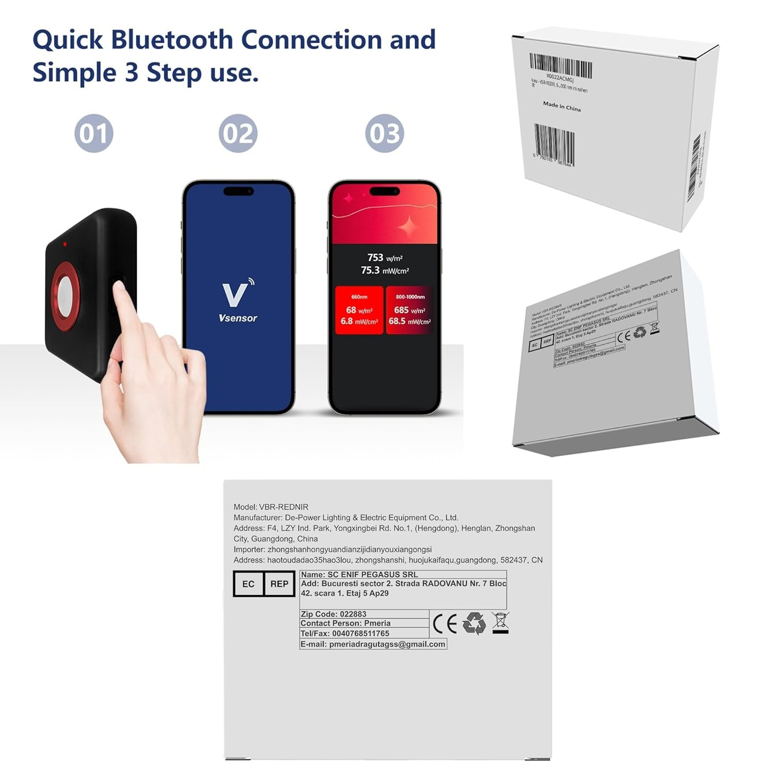 VBR-REDNIR Meter,Test The Irradiance Intensity for 660nm Red Light, 730nm and 80
