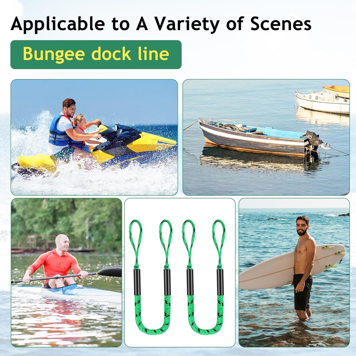 4 Pack Marine Bungee Dock Line Boat Mooring Rope Anchor Cord Stretch Line Us