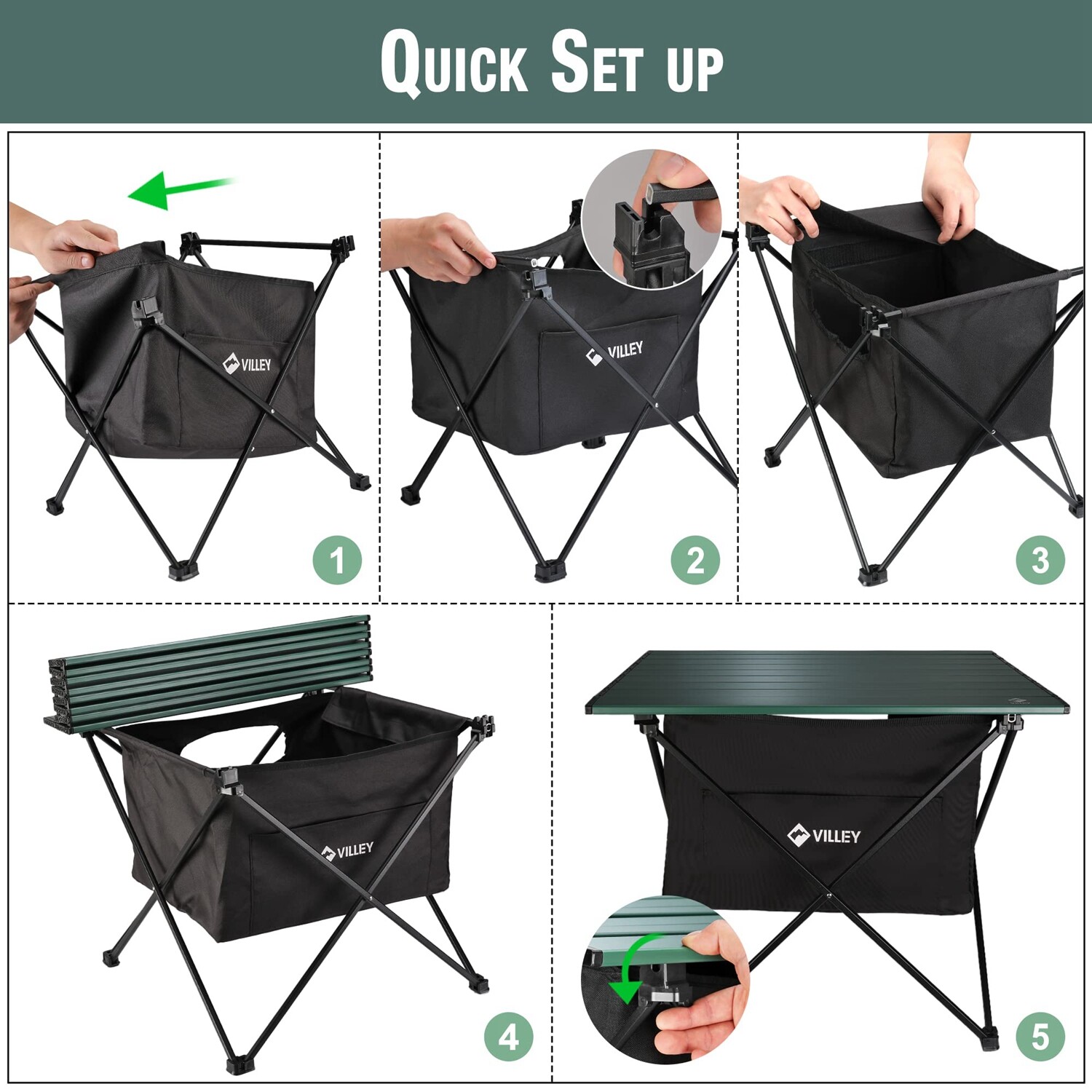 VILLEY 19" Camping Side Table w/Carrybag Ultralight Aluminum Folding Beach Table