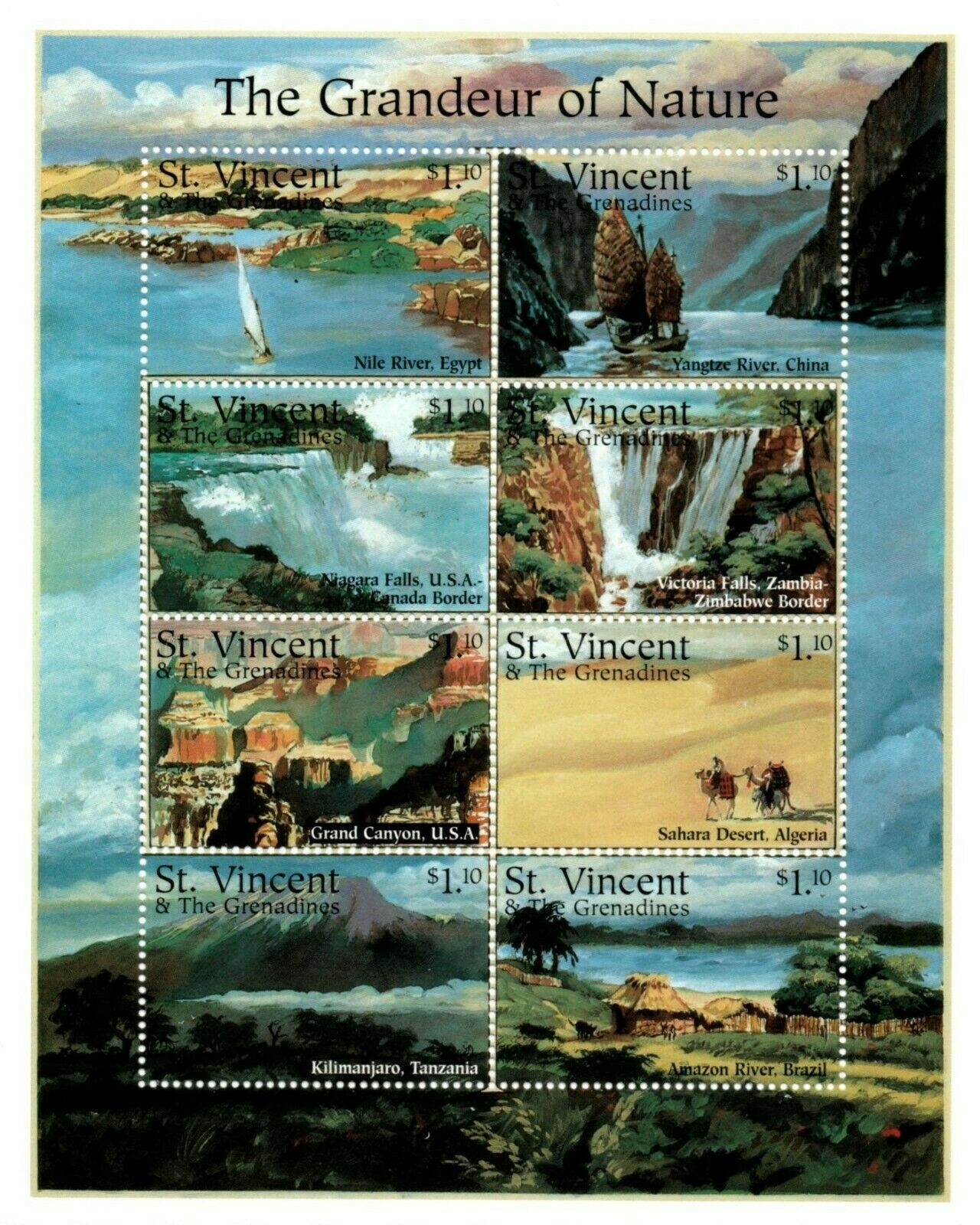 St. Vincent 1995 SC# 2229 Grandeur of Nature Landscape - Sheet of 8 Stamps - MNH