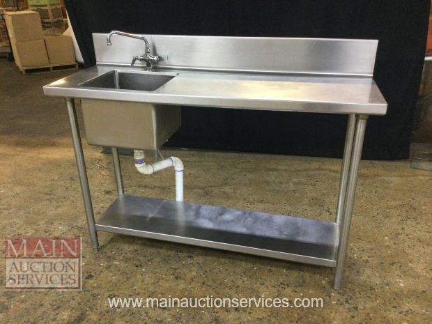 60”x 21” All Stainless Steel Work Prep Table With Left Sink