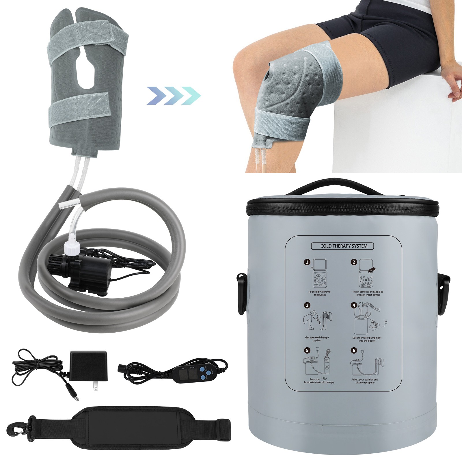 Cold Therapy Machine w Programmable Timer Portable Ice Machine For Knee Recovery